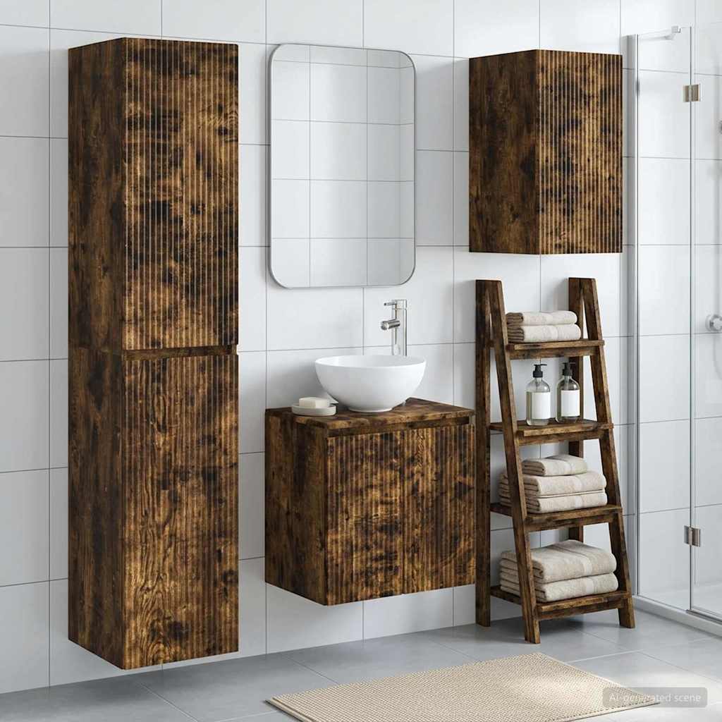 Badkamermeubelset 3 st Gerookt eiken 33 x 34,5 x 160 cm is nu te koop bij PeponiXL, paradijselijk wonen!