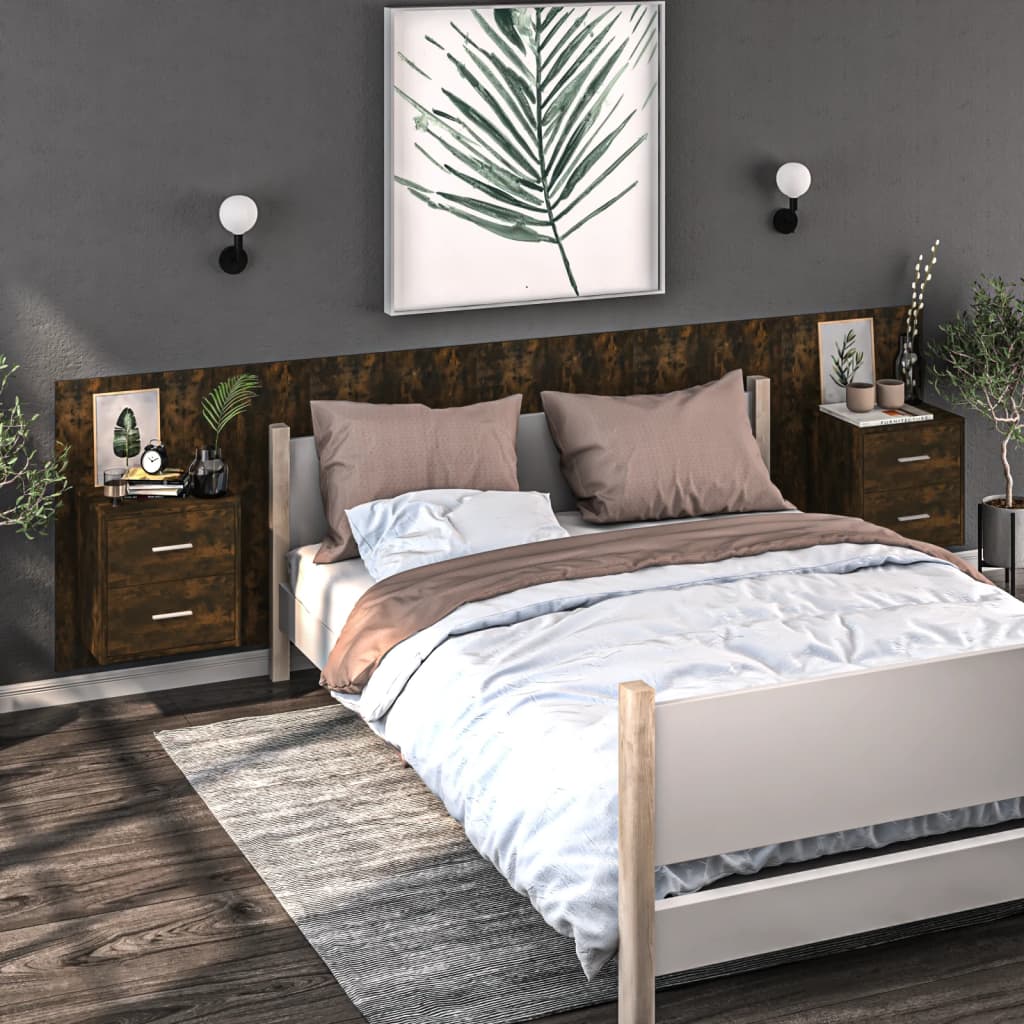 Nachtkastjes 2 st wandgemonteerd gerookt eikenkleurig is nu te koop bij PeponiXL, paradijselijk wonen!
