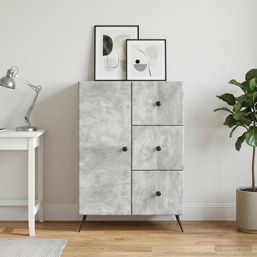 Dressoir met lade Betongrijs 66 x 34,5 x 90 cm Bewerkt hout is nu te koop bij PeponiXL, paradijselijk wonen!