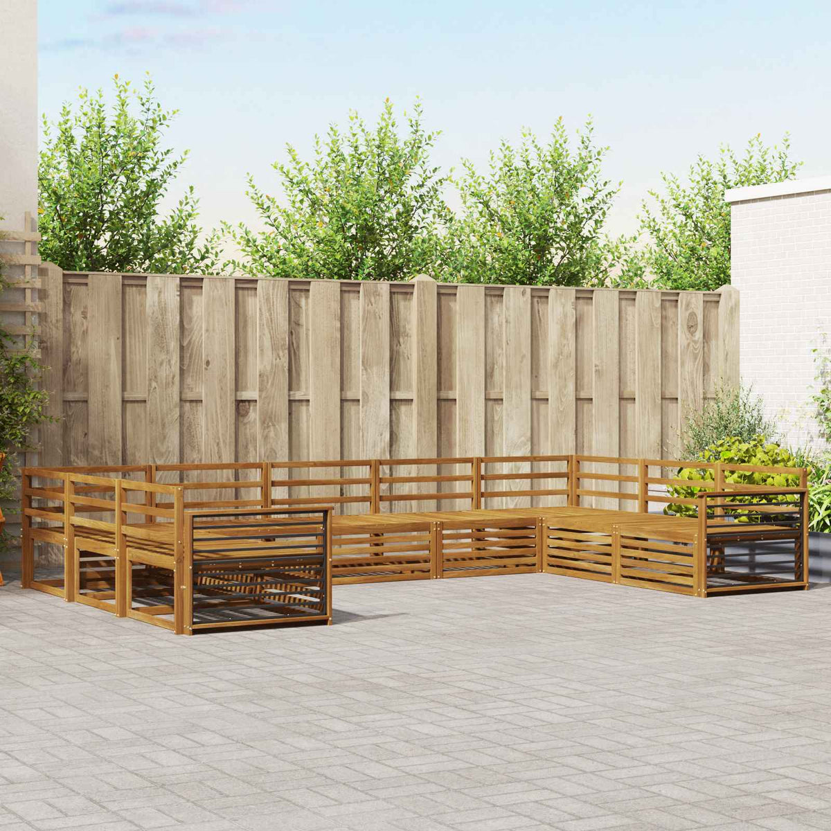 Sofa-Sets 9 pcs Naturel Massief Acaciahout is nu te koop bij PeponiXL, paradijselijk wonen!