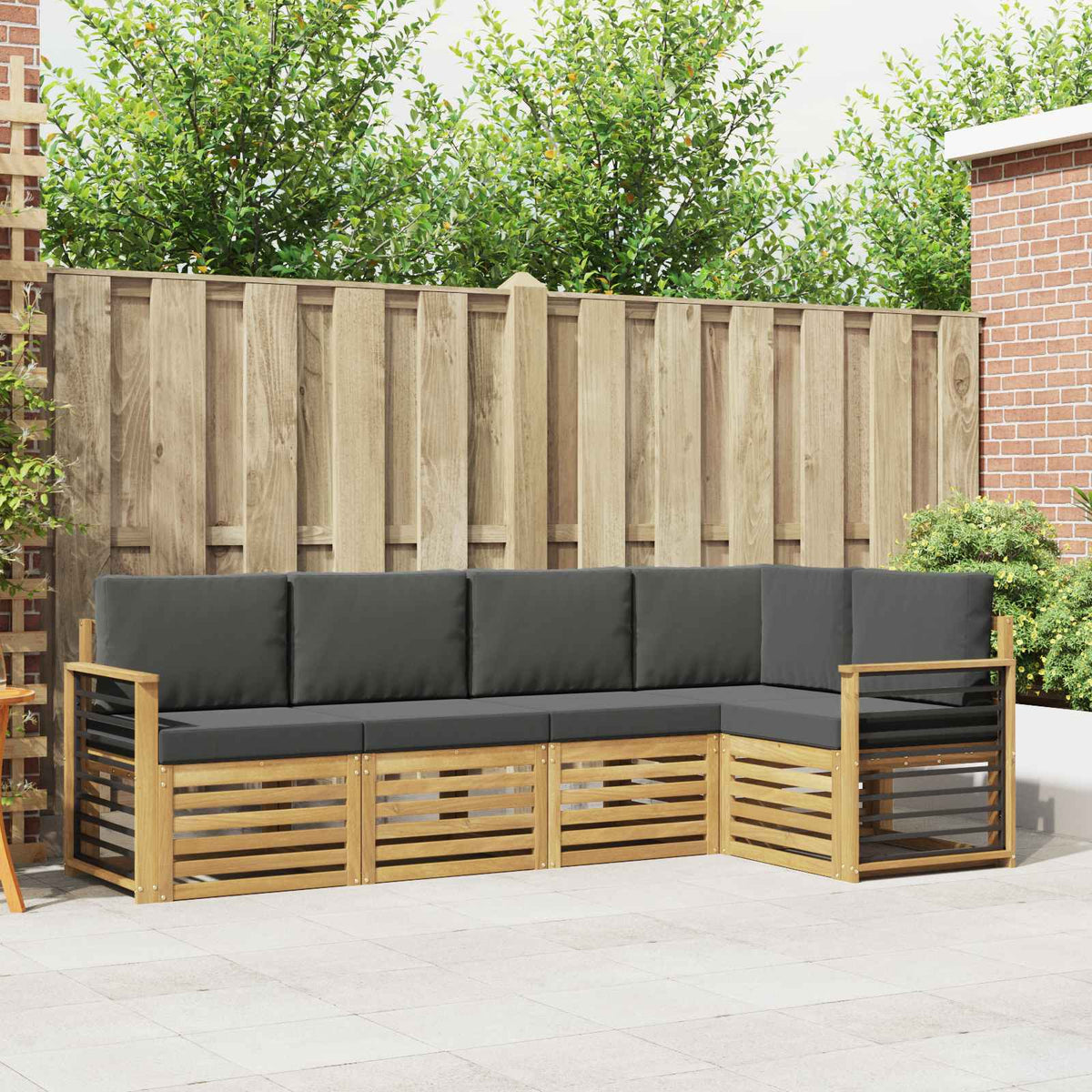 Buiten bankenset 5 pcs Wit en antracietkleurig is nu te koop bij PeponiXL, paradijselijk wonen!