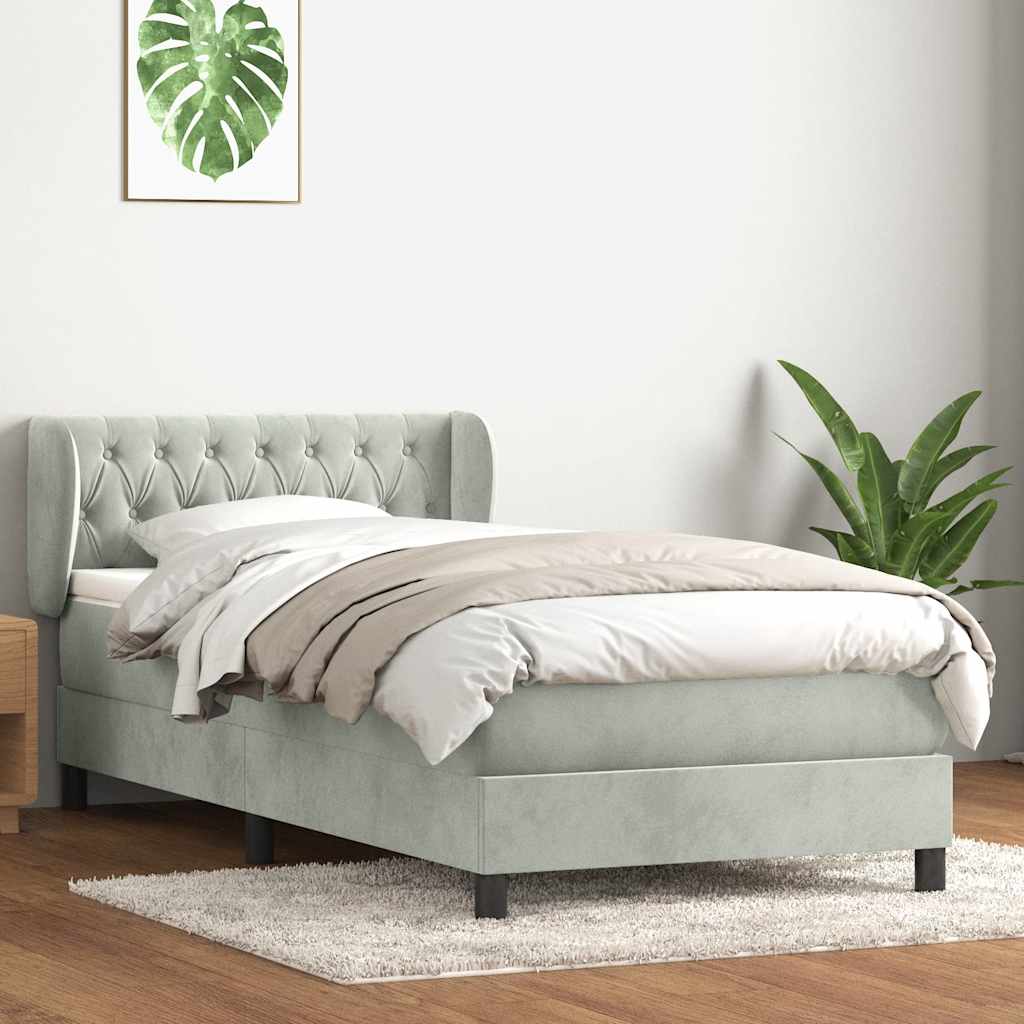Boxspring met matras fluweel lichtgrijs 80x210 cm is nu te koop bij PeponiXL, paradijselijk wonen!