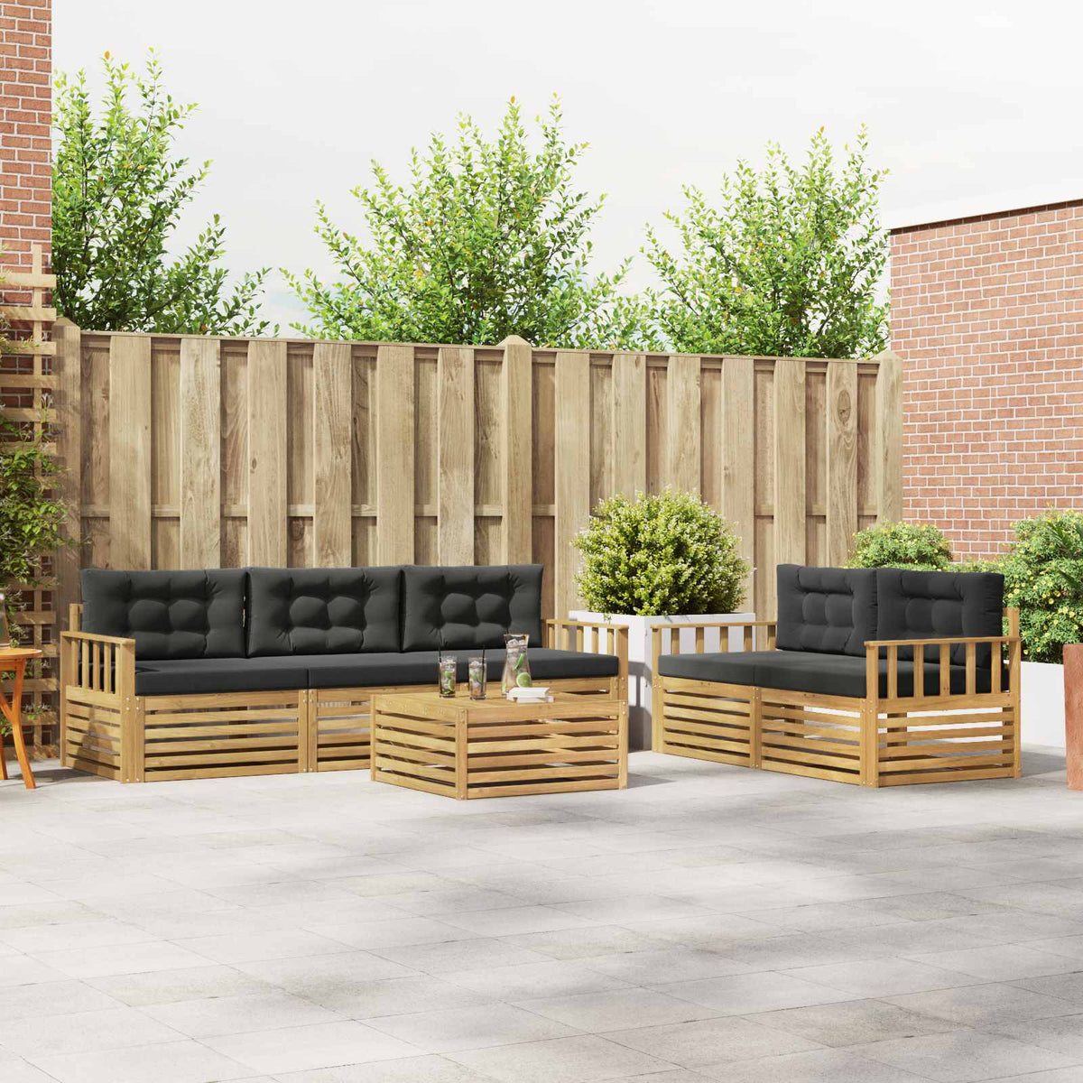 Buiten bankenset 6 pcs Wit en antracietkleurig is nu te koop bij PeponiXL, paradijselijk wonen!