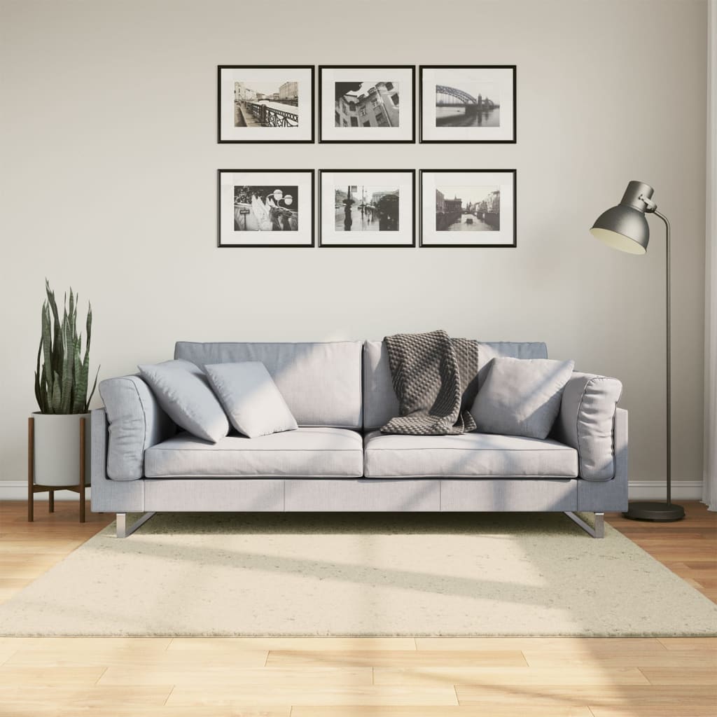Vloerkleed HUARTE laagpolig zacht wasbaar 160x160 cm crème is nu te koop bij PeponiXL, paradijselijk wonen!