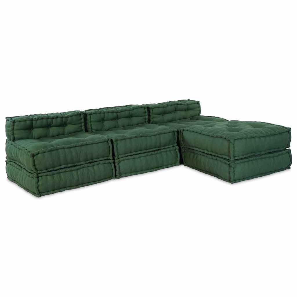 Modulair Sofabet 4 pcs Groen Stof is nu te koop bij PeponiXL, paradijselijk wonen!