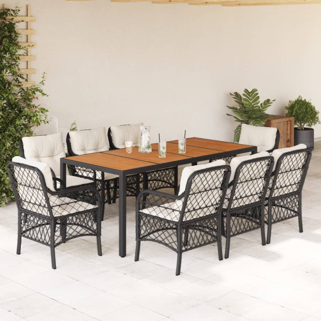 9-delige Tuinset poly rattan zwart is nu te koop bij PeponiXL, paradijselijk wonen!