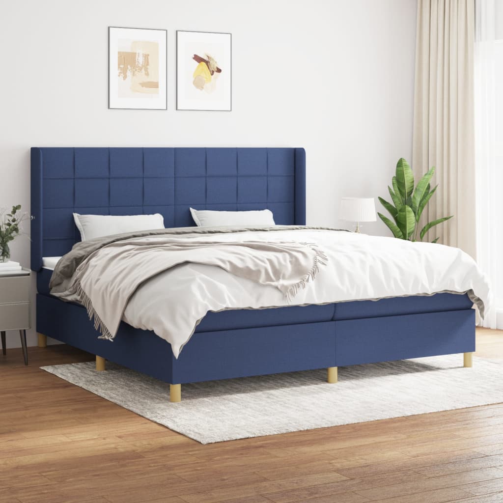 Boxspring met matras stof blauw 200x200 cm is nu te koop bij PeponiXL, paradijselijk wonen!