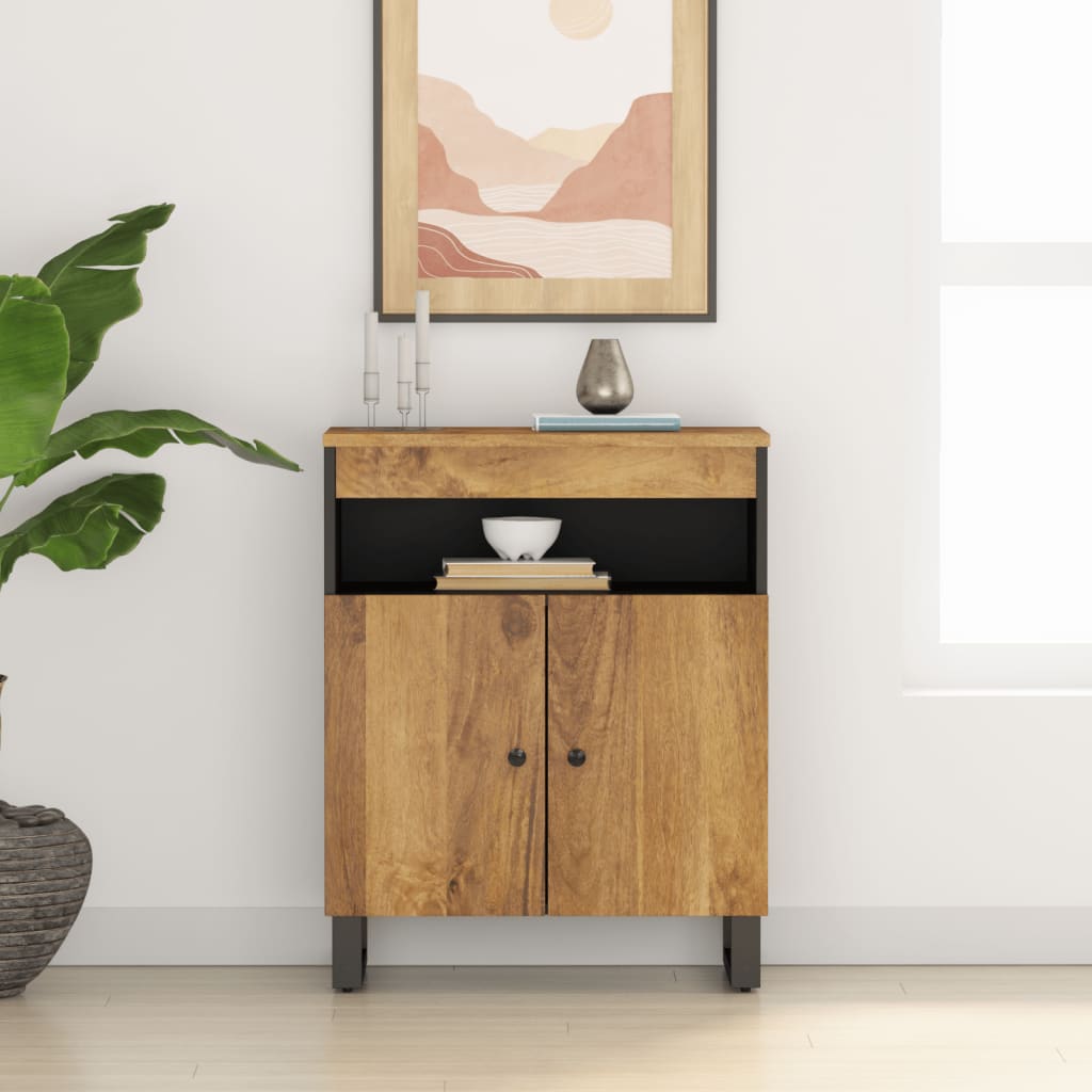 Dressoir met 2 deuren 60x33x75 cm massief mangohout is nu te koop bij PeponiXL, paradijselijk wonen!