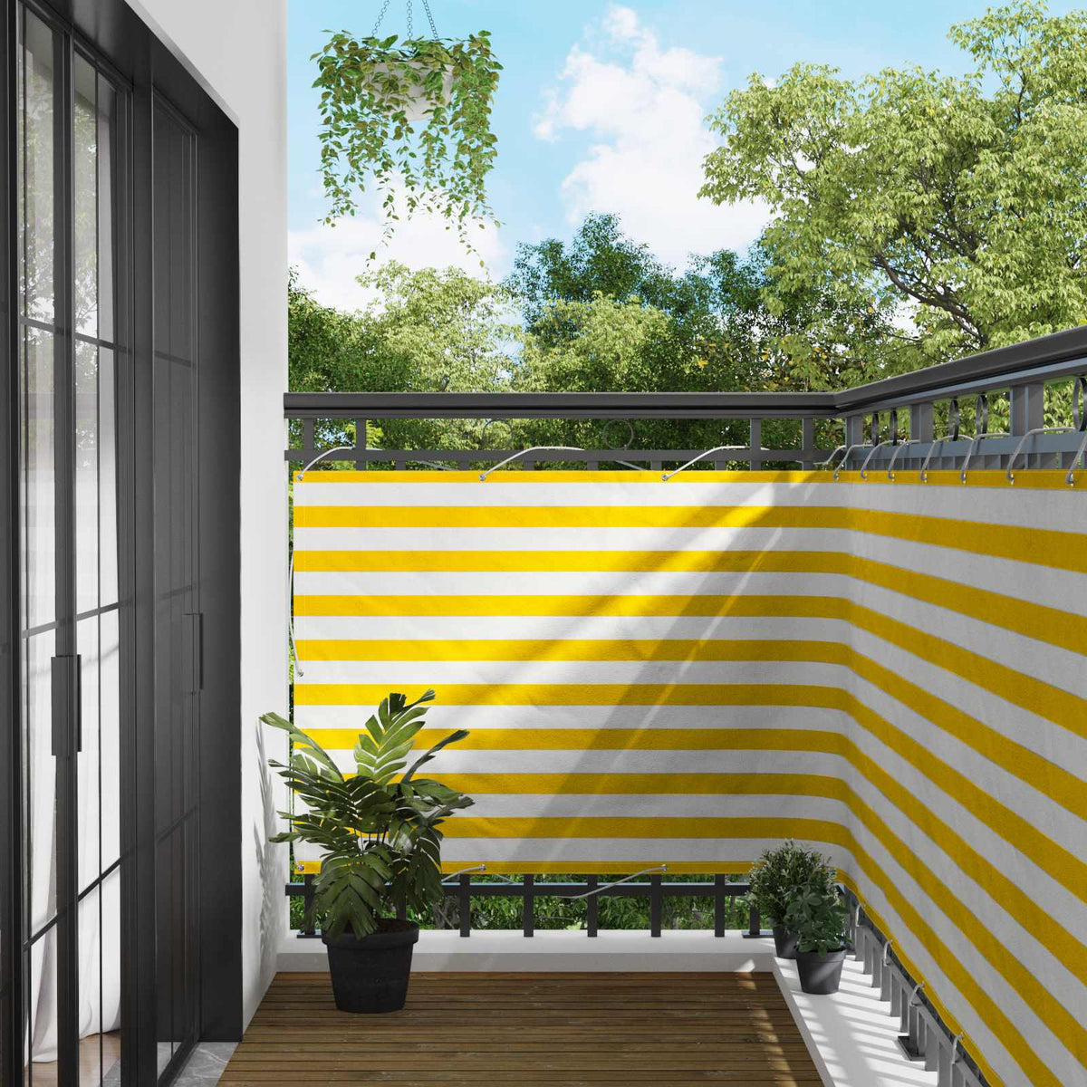 Balkon Scherm Geel en Wit 110 x 600 cm Oxford Stof is nu te koop bij PeponiXL, paradijselijk wonen!
