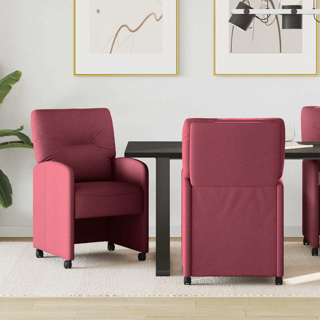 Eetkamerstoelen met Wieltjes 2 pcs Wijnrood 57 x 67 x 95 cm is nu te koop bij PeponiXL, paradijselijk wonen!