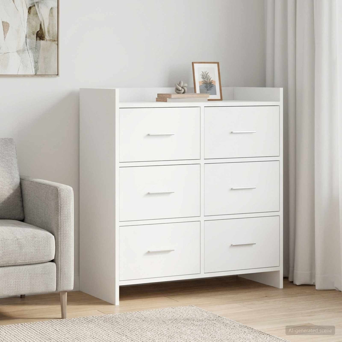 Dressoir Wit 75 x 33 x 80 cm Bewerkt hout is nu te koop bij PeponiXL, paradijselijk wonen!
