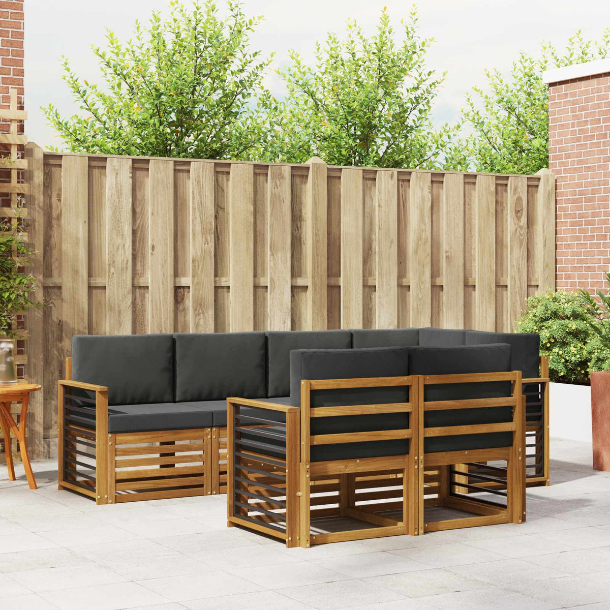 Hoekbank Set met kussen 7 pcs Natuurlijk en Antraciet is nu te koop bij PeponiXL, paradijselijk wonen!