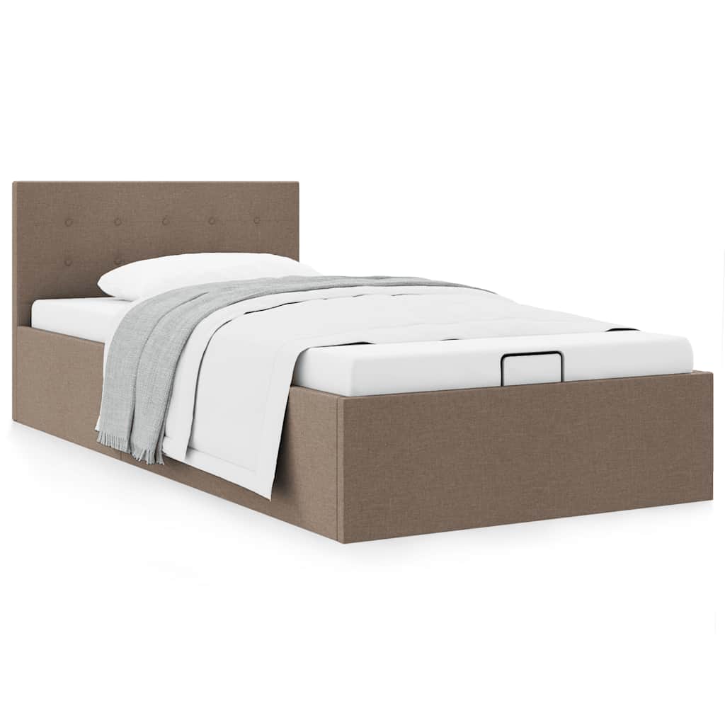 Bedframe met hydraulische opslag stof taupe 100x200 cm is nu te koop bij PeponiXL, paradijselijk wonen!
