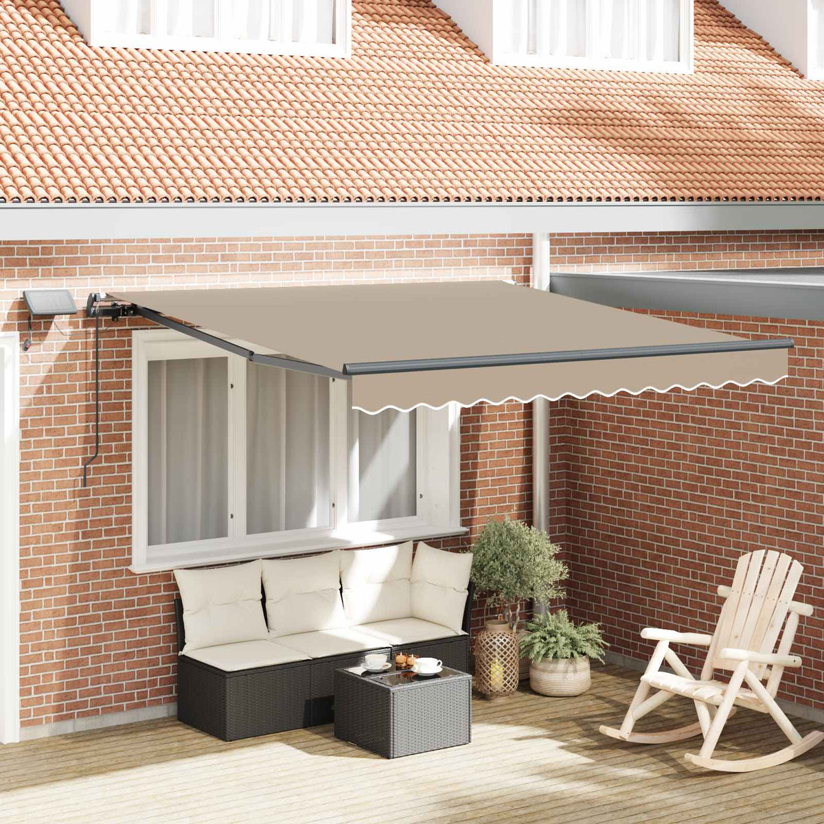 Inklapbaar Zonnescherm Wit 350 x 250 cm Stof is nu te koop bij PeponiXL, paradijselijk wonen!