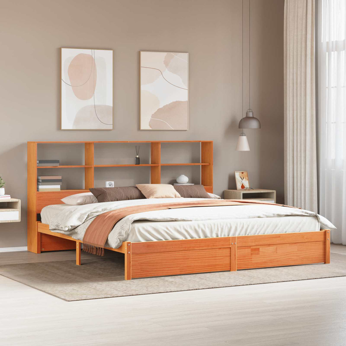 Bedframe met opberghoofdeksel met opslag Wasbruin 200 x 200 cm is nu te koop bij PeponiXL, paradijselijk wonen!