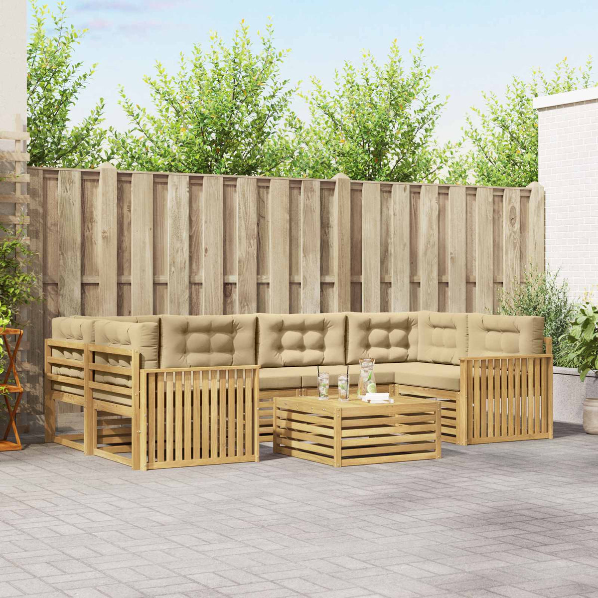 Buiten bankenset 7 pcs Wit en Beige is nu te koop bij PeponiXL, paradijselijk wonen!