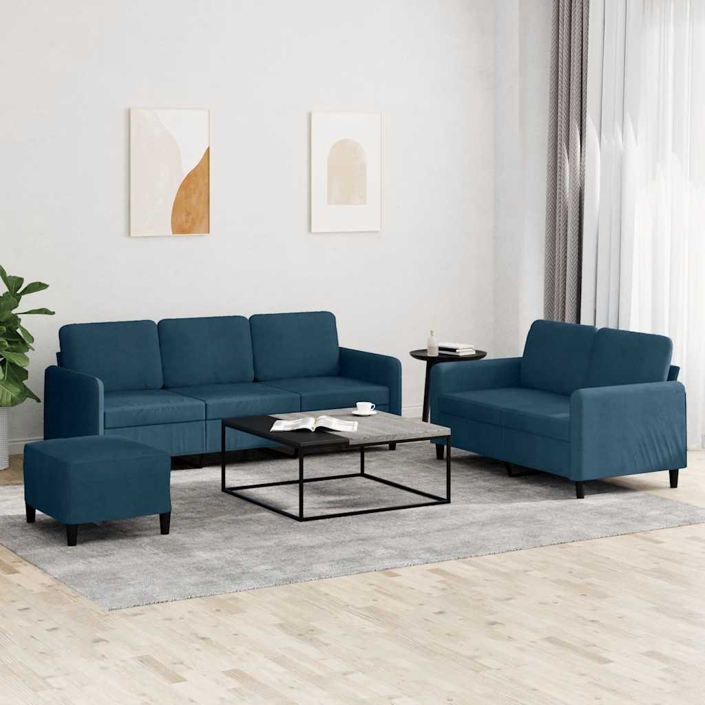 3-delige Loungeset fluweel blauw is nu te koop bij PeponiXL, paradijselijk wonen!