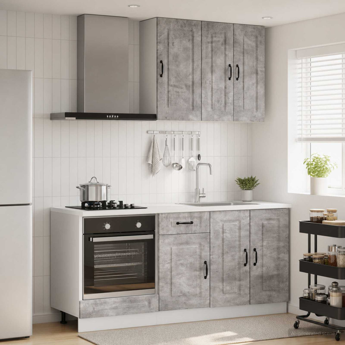 Keukenblok KALMAR 5 pcs Betongrijs Bewerkt hout is nu te koop bij PeponiXL, paradijselijk wonen!