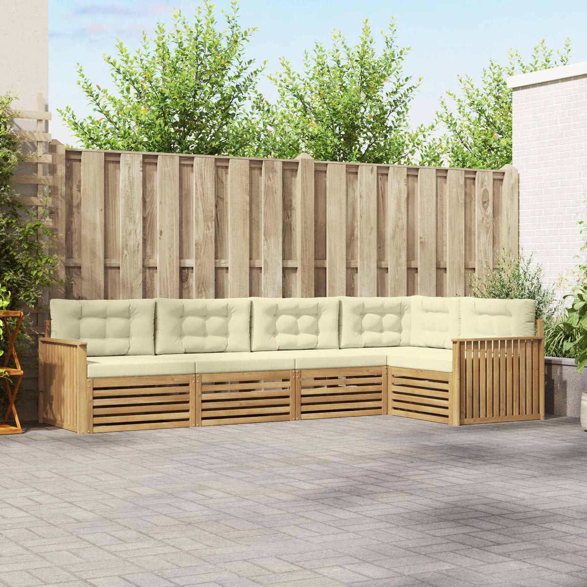 Buiten bankenset 5 pcs Wit en crèmekleurig 327 x 168,5 x 73 cm is nu te koop bij PeponiXL, paradijselijk wonen!