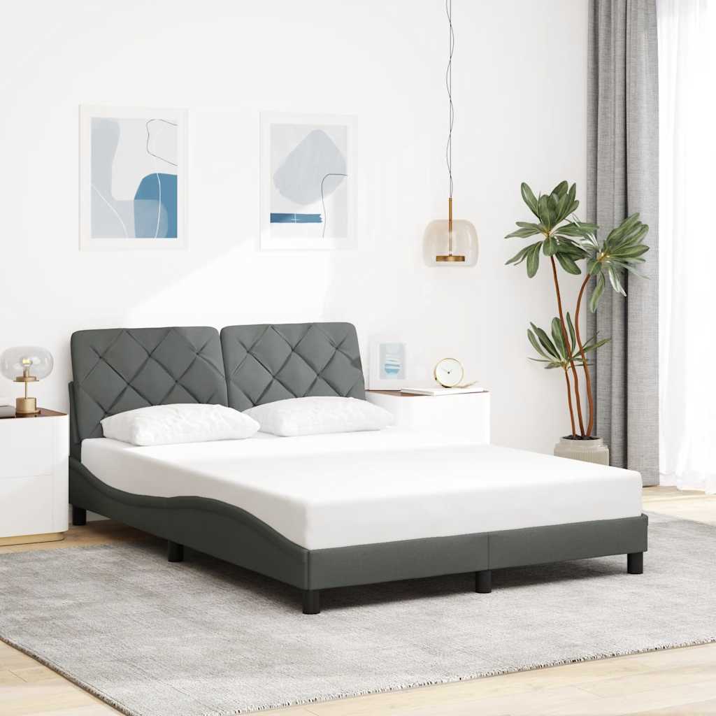 Bedframe zonder matras 120x200 cm stof donkergrijs is nu te koop bij PeponiXL, paradijselijk wonen!