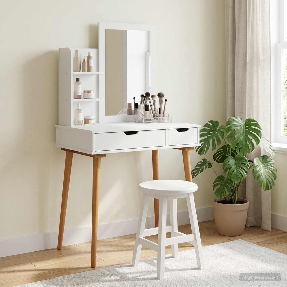 Toilettafel Set FAUSKE 3 pcs Wit 76 x 50 x 143 cm is nu te koop bij PeponiXL, paradijselijk wonen!