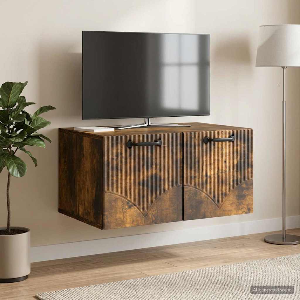 Wandbeugel TV-kast Gerookt eiken 59,5 x 41 x 30 cm Bewerkt hout is nu te koop bij PeponiXL, paradijselijk wonen!