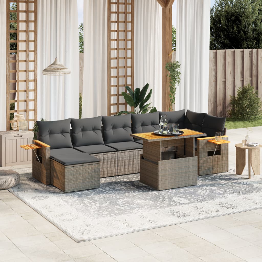 8-delige Loungeset met kussens poly rattan grijs is nu te koop bij PeponiXL, paradijselijk wonen!