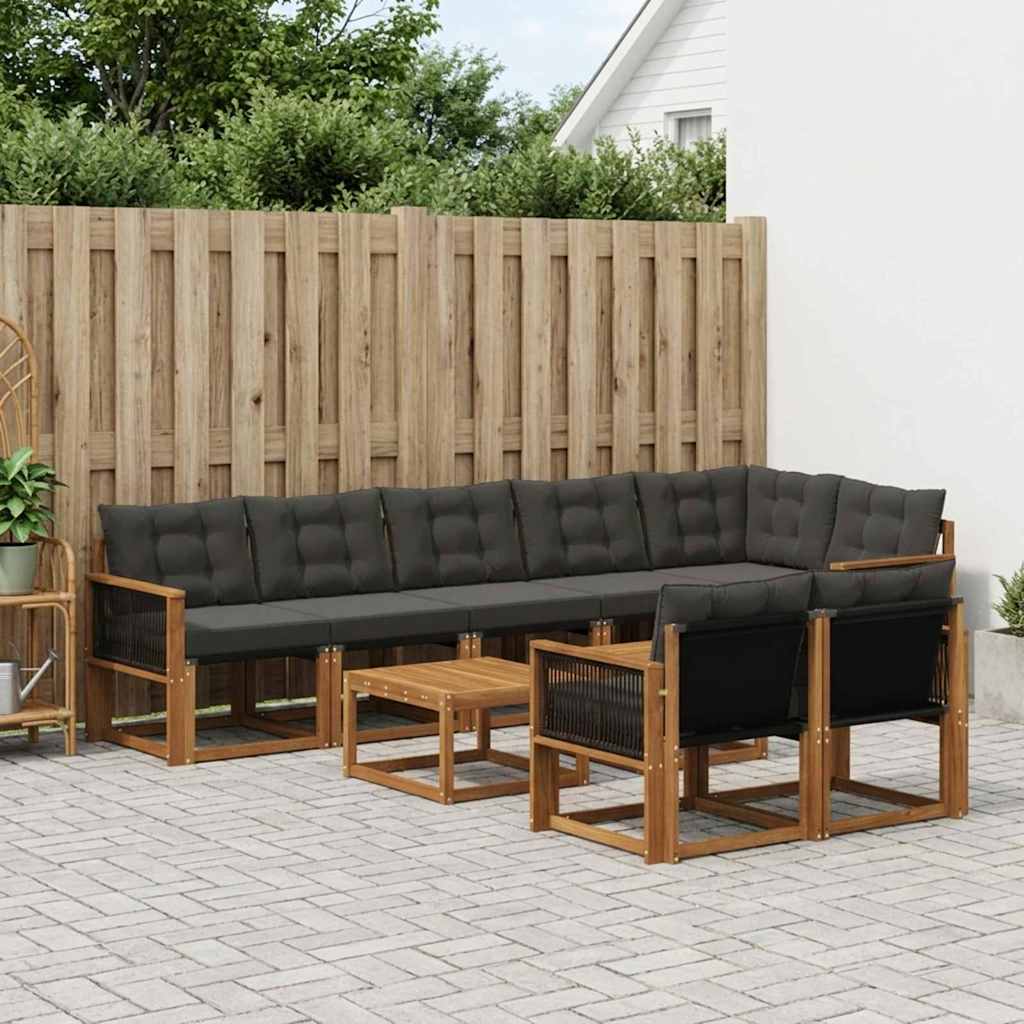 Buiten bankenset met kussen 9 pcs Naturel en Zwart is nu te koop bij PeponiXL, paradijselijk wonen!