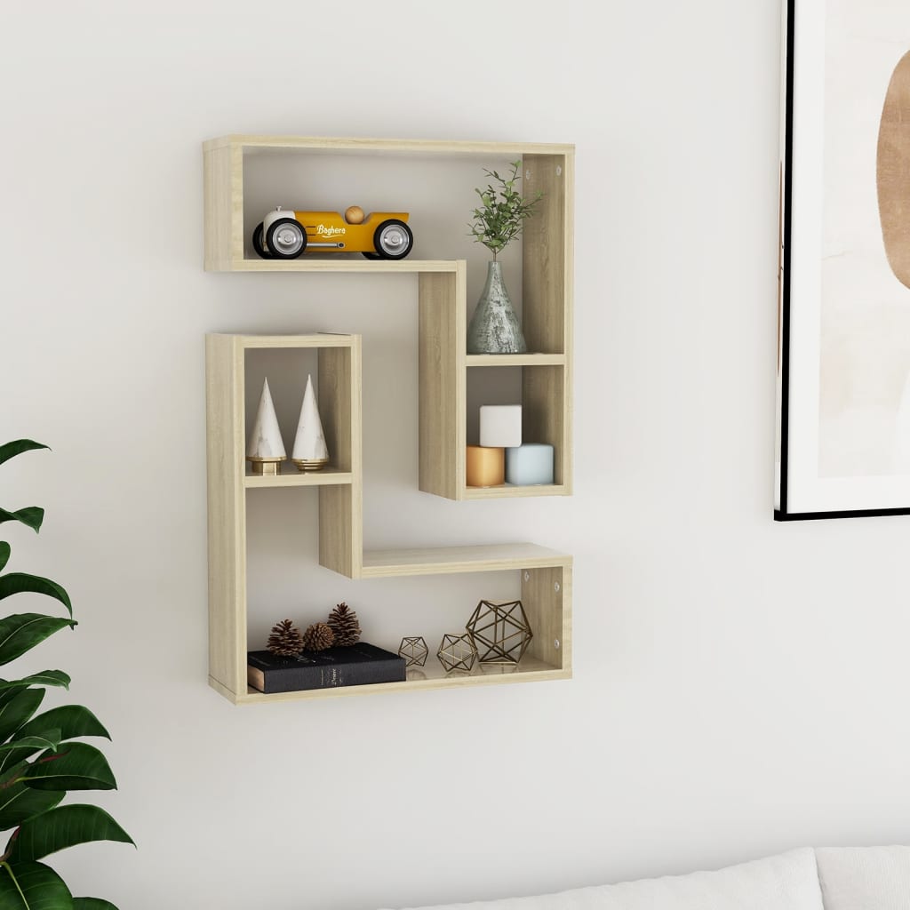 Wandschappen 2 st 50x15x50 cm bewerkt hout sonoma eikenkleurig is nu te koop bij PeponiXL, paradijselijk wonen!
