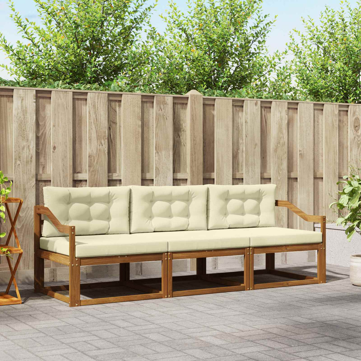 Buiten bankenset met kussen 3 pcs Natuurlijk en Crème is nu te koop bij PeponiXL, paradijselijk wonen!