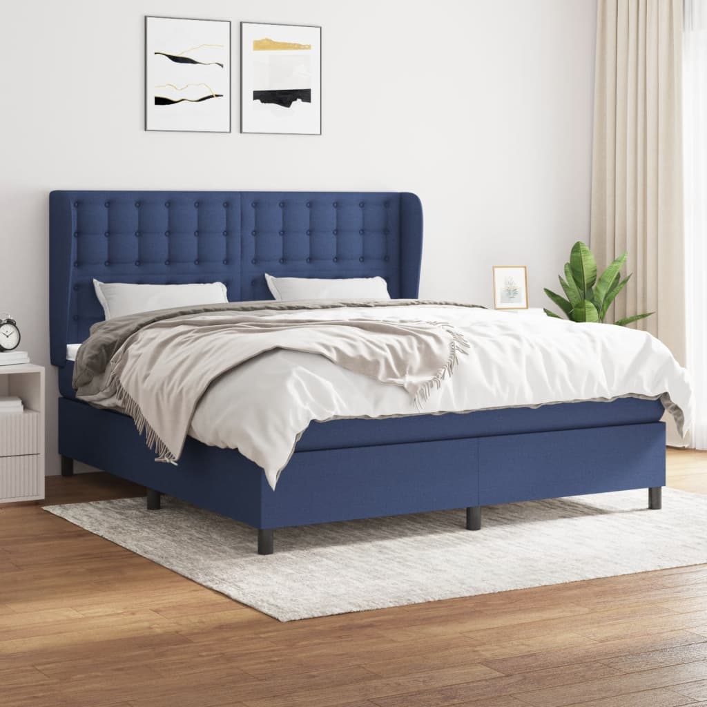 Boxspring met matras stof blauw 160x200 cm is nu te koop bij PeponiXL, paradijselijk wonen!