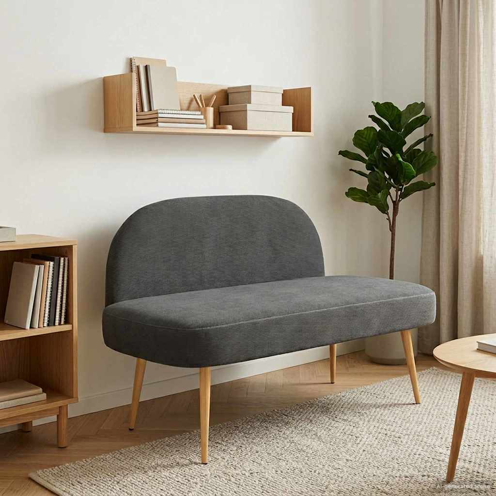 Beklede bank met rugleuning Donkergrijs 110 x 60 x 76 cm is nu te koop bij PeponiXL, paradijselijk wonen!