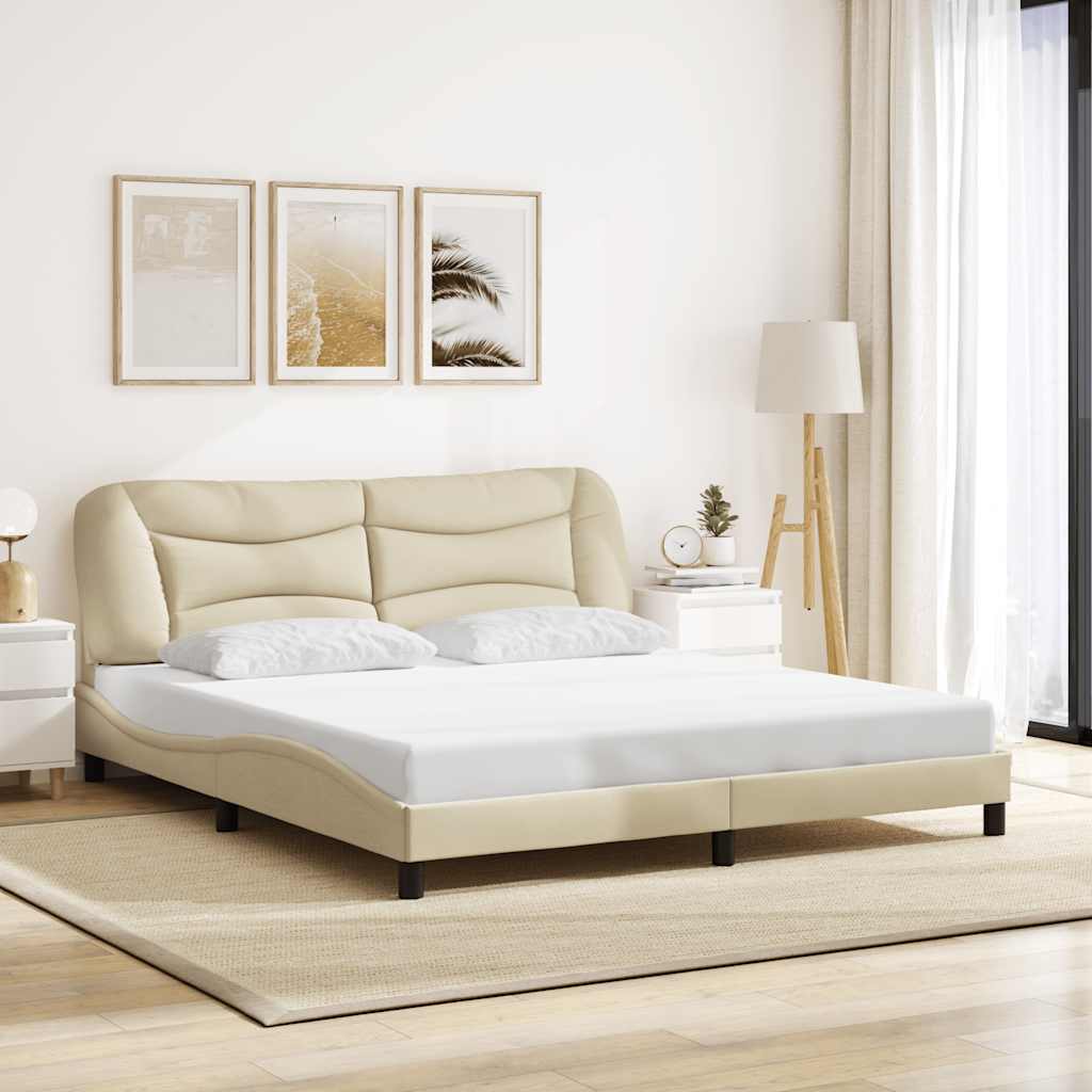Bedframe zonder matras "Hvar" stof crèmekleurig 180x200 cm is nu te koop bij PeponiXL, paradijselijk wonen!