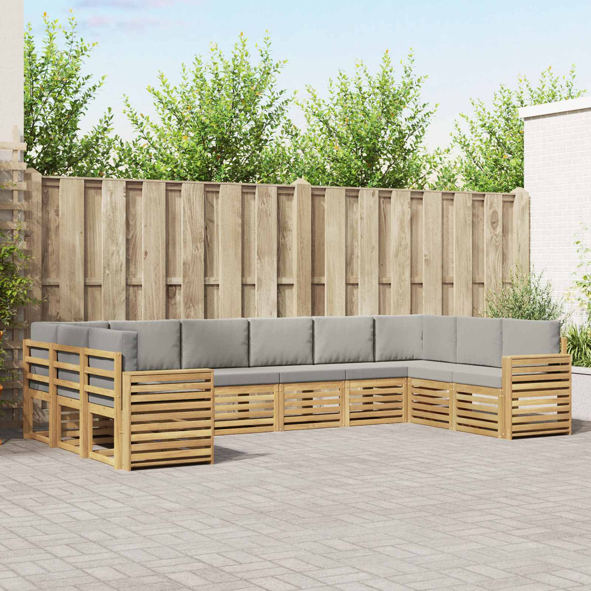 Buiten bankenset 10 pcs Wit en Lichtgrijs 363 x 191,5 x 73 cm is nu te koop bij PeponiXL, paradijselijk wonen!