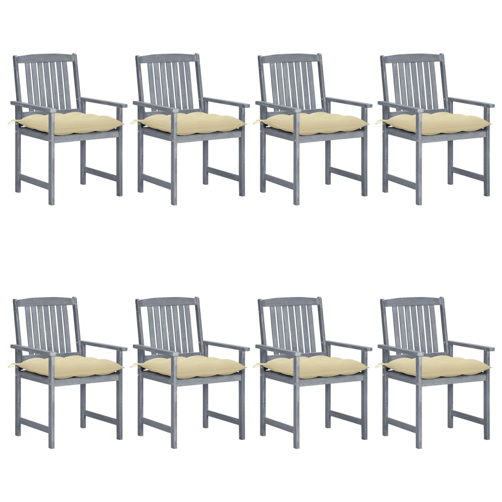 Tuinstoelen 8 st met kussens massief acaciahout grijs is nu te koop bij PeponiXL, paradijselijk wonen!