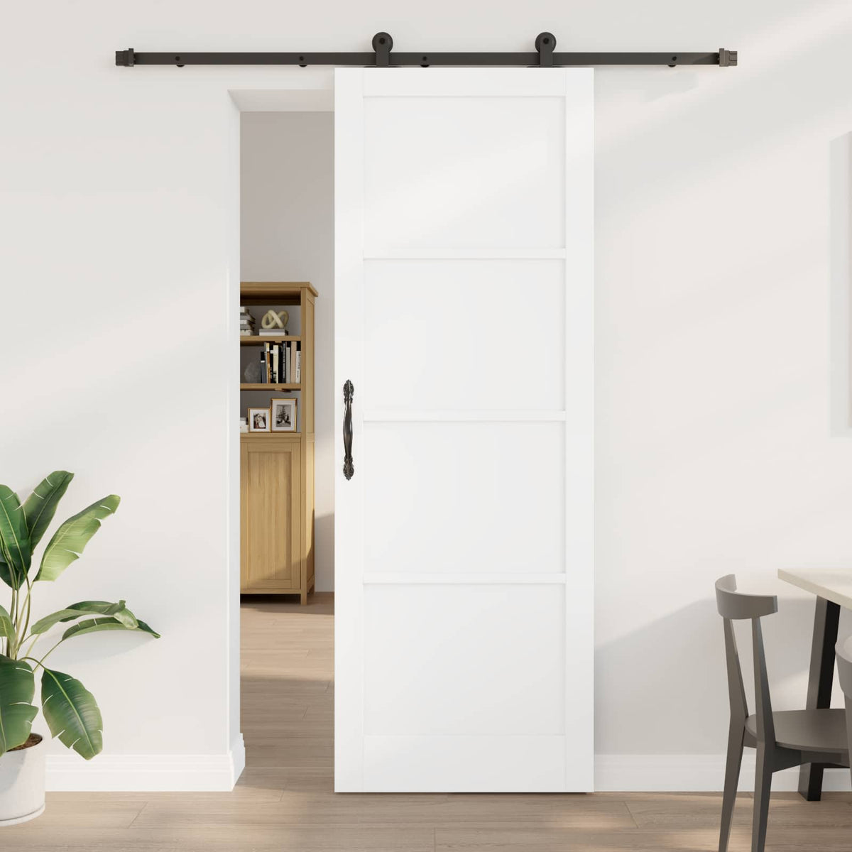 Schuifdeur Wit en zwart 83 x 232 cm Massief grenenhout is nu te koop bij PeponiXL, paradijselijk wonen!