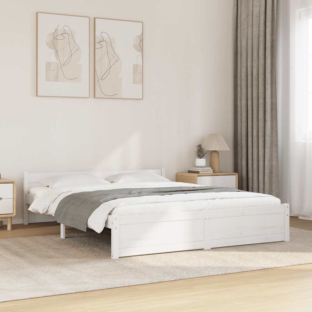 Bedframe massief hout wit 140x190 cm is nu te koop bij PeponiXL, paradijselijk wonen!