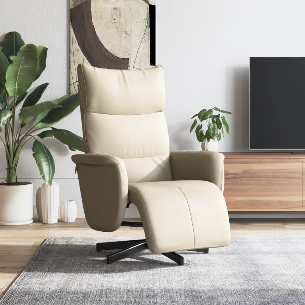 Fauteuil verstelbaar met voetensteun kunstleer crèmekleurig is nu te koop bij PeponiXL, paradijselijk wonen!