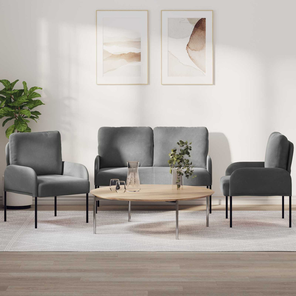 Sofa-Sets 3 pcs Donkergrijs 115 x 56 x 80 cm Multiplex is nu te koop bij PeponiXL, paradijselijk wonen!