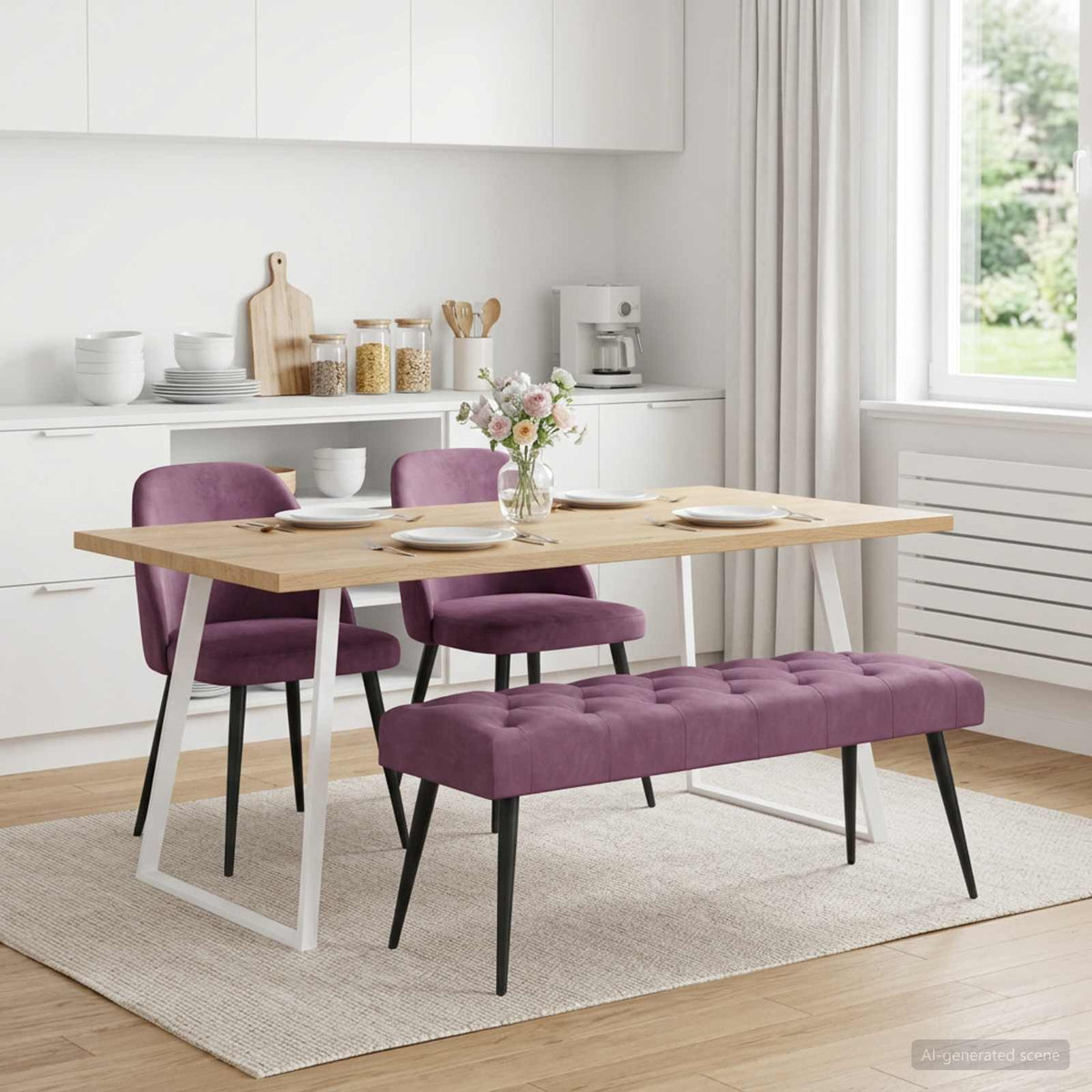 Bank met knoopverstelling Paars 110 x 40 x 46 cm Fluweel is nu te koop bij PeponiXL, paradijselijk wonen!