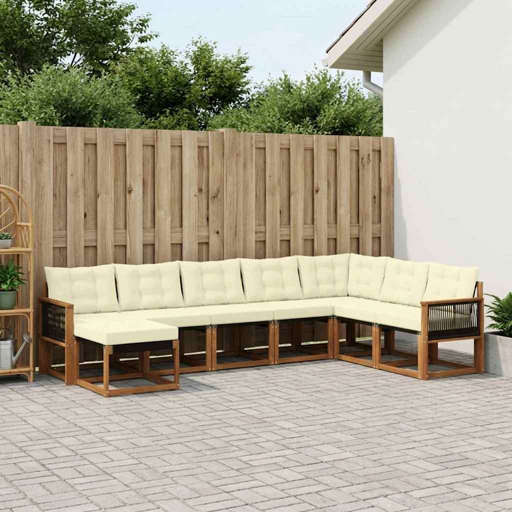 Buiten bankenset met kussen 8 pcs Natuurlijk en Crème is nu te koop bij PeponiXL, paradijselijk wonen!