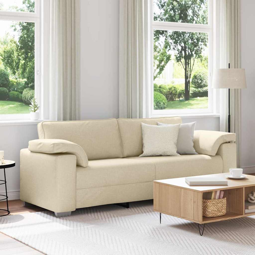 3-Zits Bank Crème 220 cm Stof is nu te koop bij PeponiXL, paradijselijk wonen!
