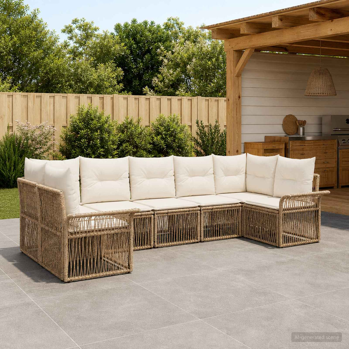 Tuinbankenset 7 st 7-Aantal zitplaatsen Beige poly rattan is nu te koop bij PeponiXL, paradijselijk wonen!