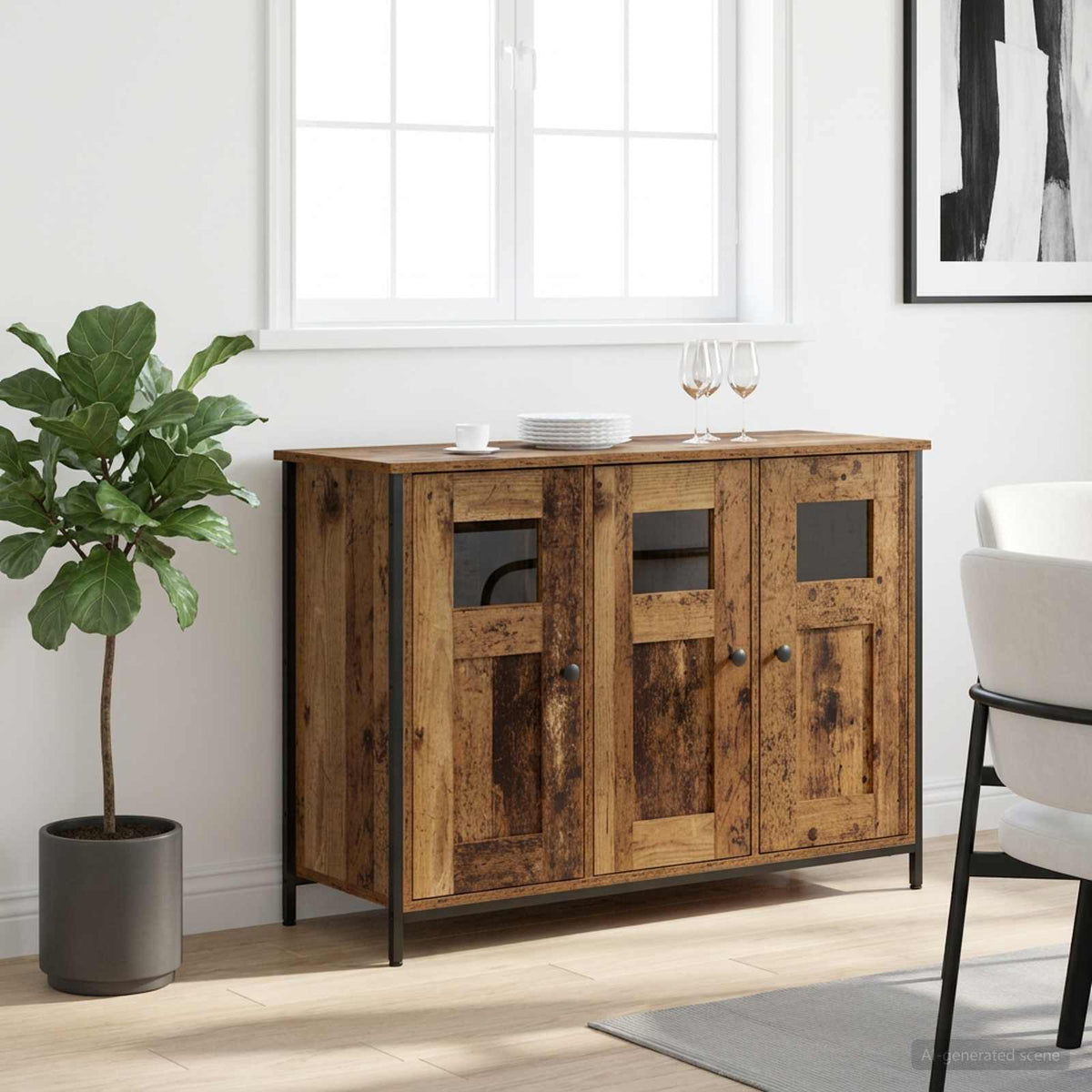 Dressoir Oud hout 100 x 35 x 70 cm Bewerkt hout is nu te koop bij PeponiXL, paradijselijk wonen!