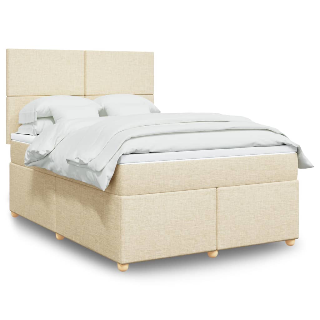 Boxspring met matras stof crèmekleurig 160x200 cm is nu te koop bij PeponiXL, paradijselijk wonen!