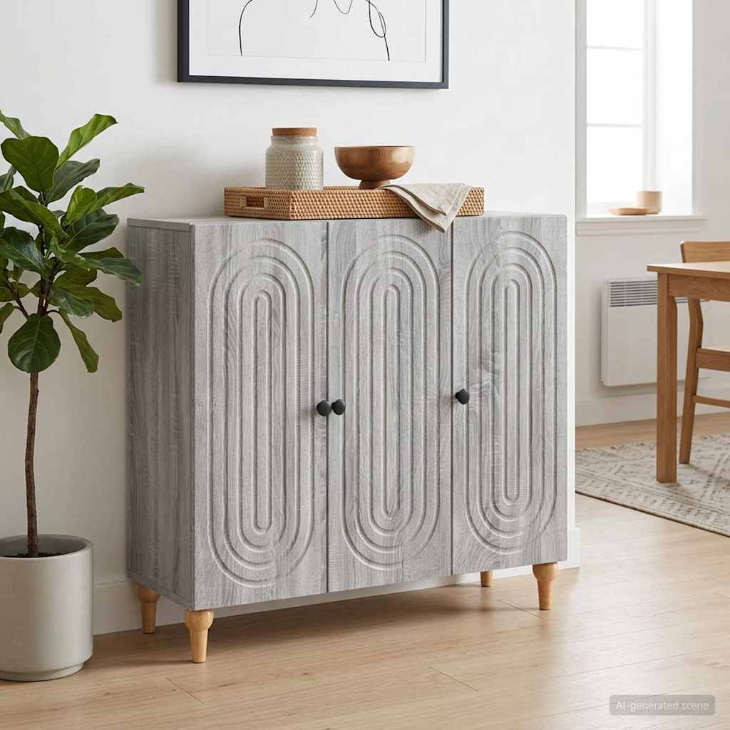 Dressoir Grijs sonoma 89 x 34,5 x 80 cm Bewerkt hout is nu te koop bij PeponiXL, paradijselijk wonen!