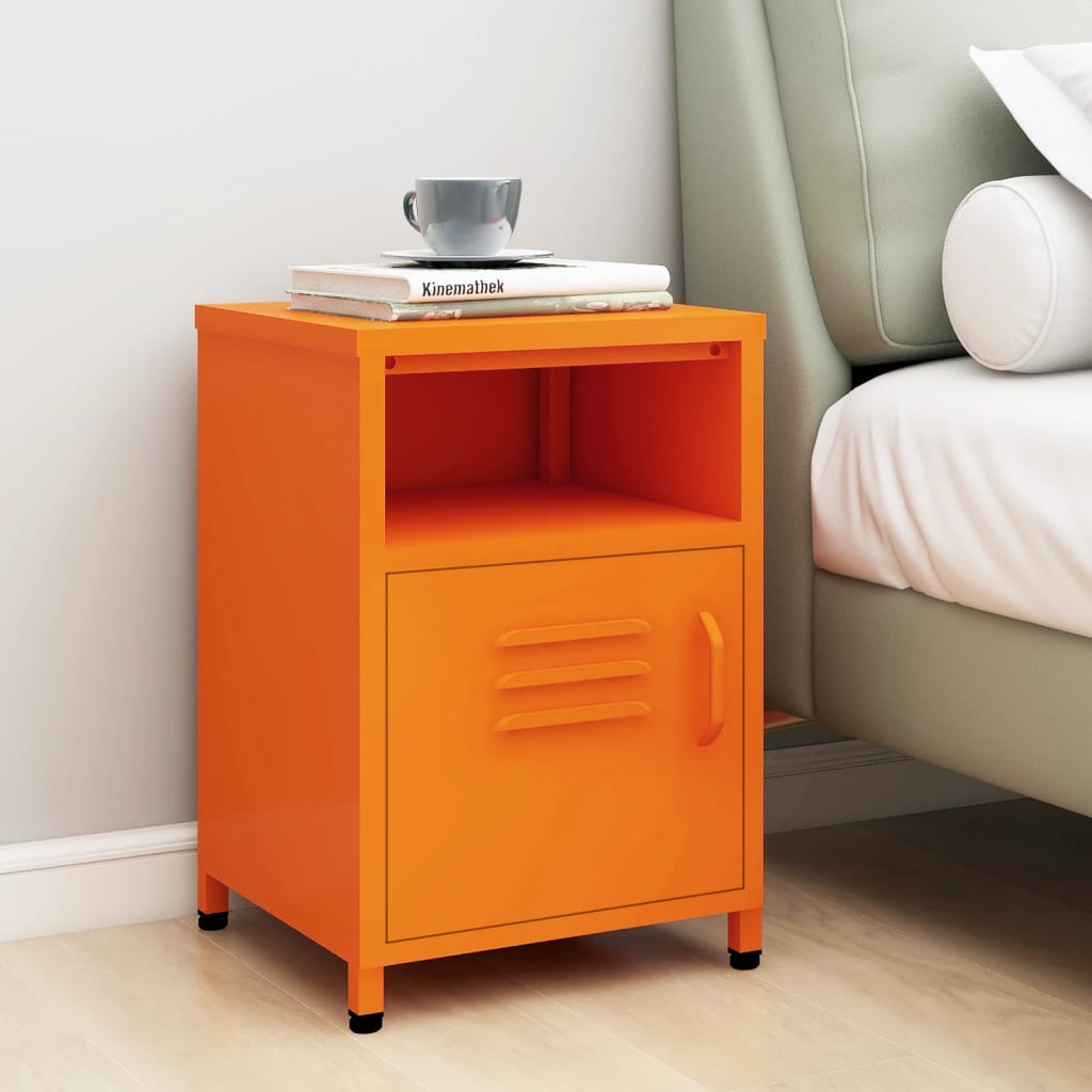Nachtkastje 35x35x51 cm staal oranje is nu te koop bij PeponiXL, paradijselijk wonen!