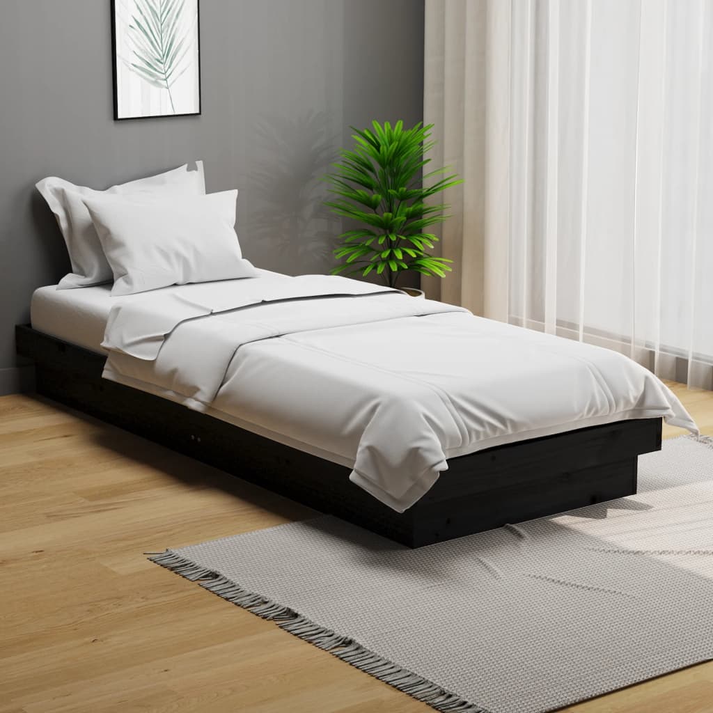 Bedframe massief hout zwart 75x190 cm is nu te koop bij PeponiXL, paradijselijk wonen!