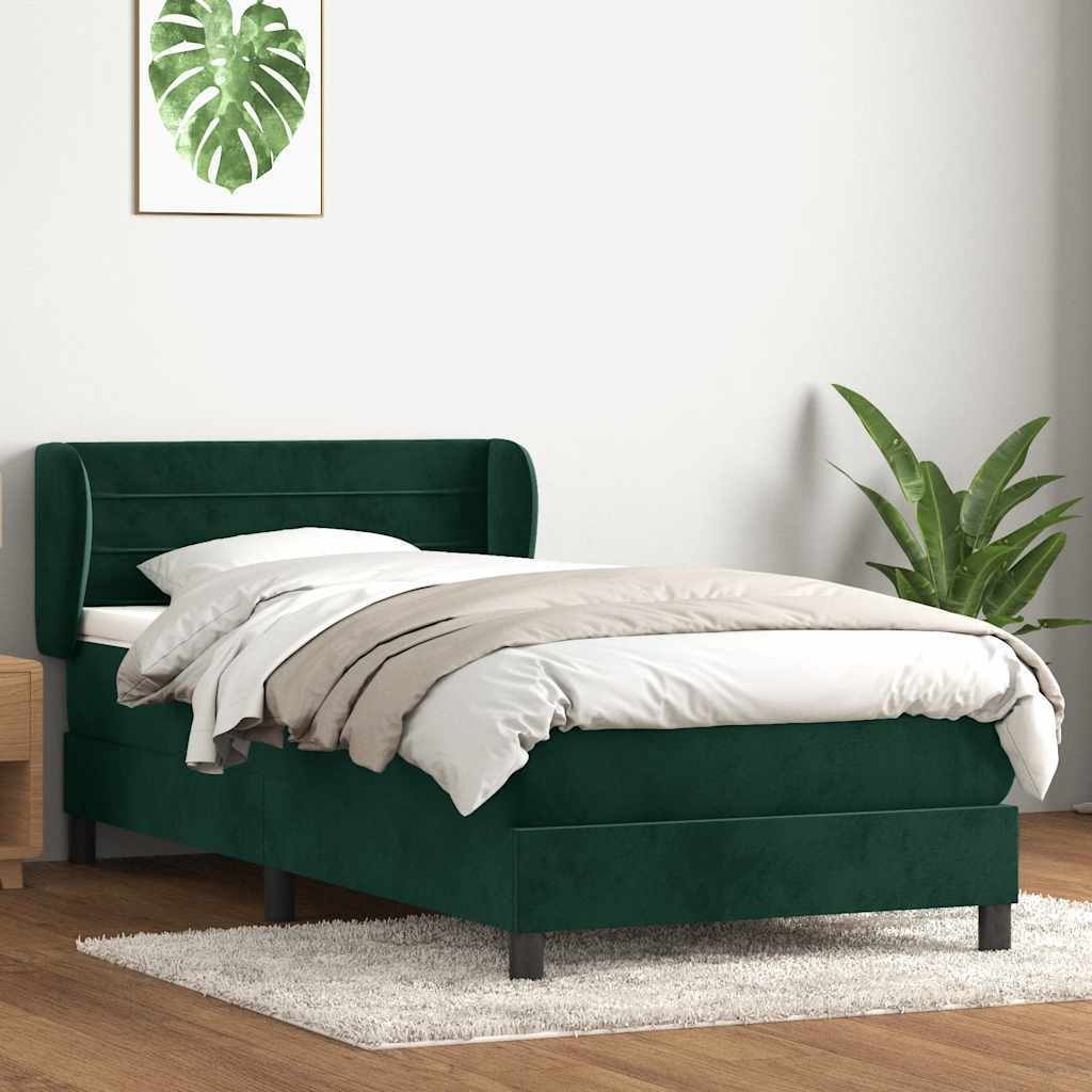 Boxspring met matras fluweel donkergroen 80x220 cm is nu te koop bij PeponiXL, paradijselijk wonen!