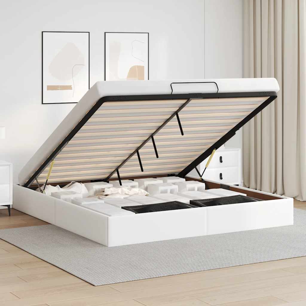 Bedframe zonder matras 200x200 cm kunstleer wit is nu te koop bij PeponiXL, paradijselijk wonen!
